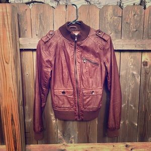 Brown, pleather jacket